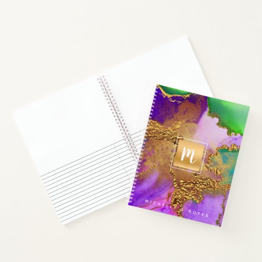 Marmorgold lila Aquarellgold Notizblock (Innenseite)