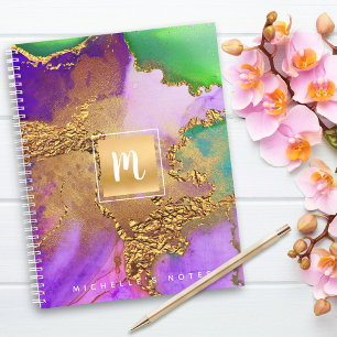 Marmorgold lila Aquarellgold Notizblock