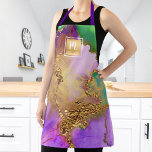Marmorgold lila grünes Salon Monogramm Schürze<br><div class="desc">Hier ist eine wunderbare Möglichkeit, sich Ihren Make-up-, Haar-Stylist-, Nagel- oder Schönheitskunden zu präsentieren. Steigen Sie ein in Ihre Professionalität, wenn Sie diese elegante, raffinierte, einfache und moderne Schürze tragen. Ein funkelnd, vergoldetes, mit einem Schriftzypografie-Monogramm ausgestattetes Imitat-Folienquadrat überlagert einen reichen, goldfarbenen, lila, grünen und rosa Aquarellhintergrund. Personalisieren Sie Ihre Auswahl...</div>