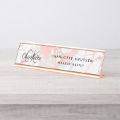 Marmorgold Rose Monogramm modern beruflich Schreibtischnamensplakette (Vorderseite )