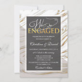 Marmorgolden "We are verlobt" Verlobung Einladung (Vorderseite)