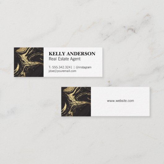 Marmorgoldene Textur Mini Visitenkarte (Vorne/Hinten)