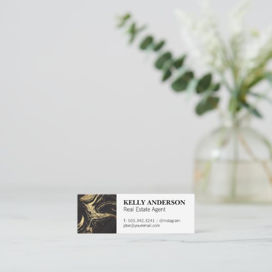 Marmorgoldene Textur Mini Visitenkarte (Stehend Vorderseite)