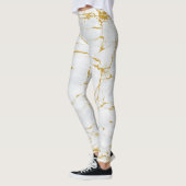 Marmorgoldene Textur Nahtloses Muster Leggings (Links)