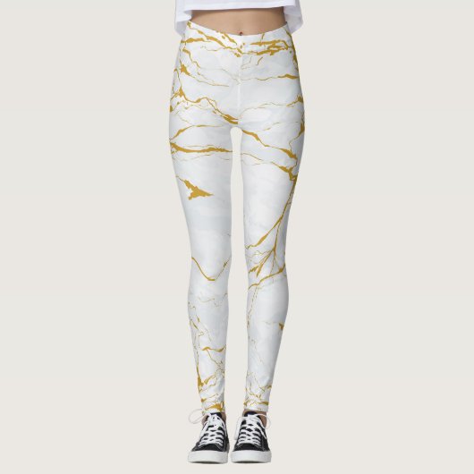 Marmorgoldene Textur Nahtloses Muster Leggings (Vorderseite)
