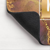 Marmorgoldfarben, lila blaugrün, Monogramm Mousepad (Ecke)