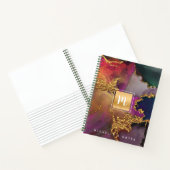 Marmorgoldfarben, lila blaugrün, Monogramm Notizblock (Innenseite)