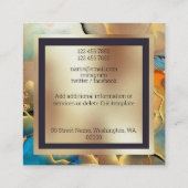 Marmorgoldfarben, Orange, Monogramm Quadratische Visitenkarte (Rückseite)