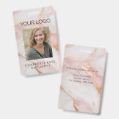 Marmorgoldfarbenes Rosa LogoMitarbeiter-Foto-ID-Ab Ausweis (Front & Back)