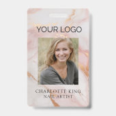 Marmorgoldfarbenes Rosa LogoMitarbeiter-Foto-ID-Ab Ausweis (Front)