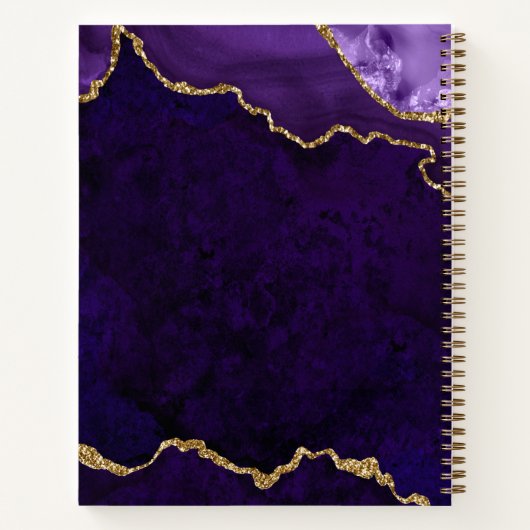 Marmorgoldgelb Lila Geode Geode-Journal Notizblock (Rückseite)