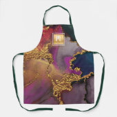 Marmorgoldgold lila Seesalon Monogramm Schürze (Vorderseite)