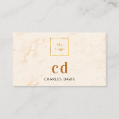 Marmorgoldmonogramm-Initialen Qr-Logo Visitenkarte (Vorderseite)