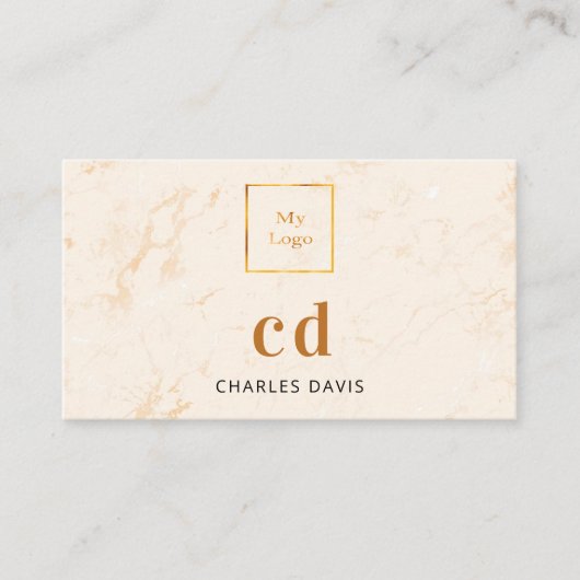 Marmorgoldmonogramm-Initialen Qr-Logo Visitenkarte (Vorderseite)