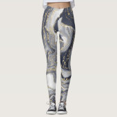 Marmorgrau, weiß und Gold Leggings (Vorderseite)