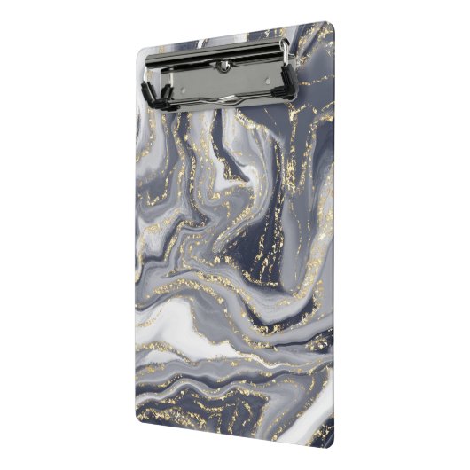 Marmorgrau, weiß und Gold Mini Klemmbrett (Gewinkelt2)