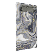 Marmorgrau, weiß und Gold Mini Klemmbrett (Schrägansicht)