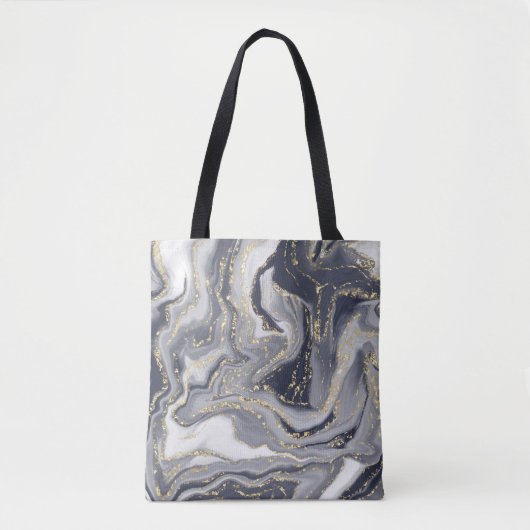 Marmorgrau, weiß und Gold Tasche (Vorderseite)