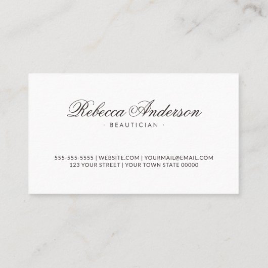Marmorgrenzenkalligraphie-Skript elegant schwarz Visitenkarte (Rückseite)