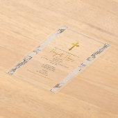 Marmorgriechischer Schlüsselorthodox Christening T Acryleinladungen (Ablage )