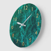 Marmorgrün Gold elegant klassisch Große Wanduhr (Winkel)