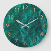 Marmorgrün Gold elegant klassisch Große Wanduhr (Vorderseite)