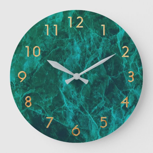 Marmorgrün Gold elegant klassisch Große Wanduhr (Vorderseite)