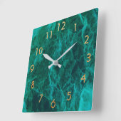 Marmorgrün Gold elegant klassisch Quadratische Wanduhr (Winkel)