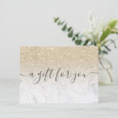 Marmorhellgold Glitzer ombre Geschenkgutschein (Stehend Vorderseite)