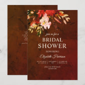 Marmorherbst Brown Fall Floral Brautparty Einladung (Vorne/Hinten)