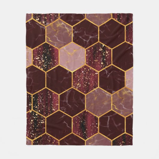 Marmorhexagon nahtlose Textur mit Gold Fleecedecke (Vorderseite)