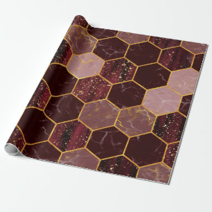 Marmorhexagon nahtlose Textur mit Gold Geschenkpapier