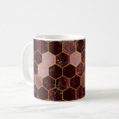 Marmorhexagon nahtlose Textur mit Gold Kaffeetasse (Vorderseite Links)