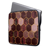 Marmorhexagon nahtlose Textur mit Gold Laptopschutzhülle (Vorderseite Links)