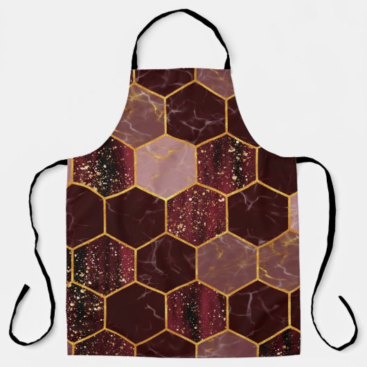 Marmorhexagon nahtlose Textur mit Gold Schürze (Vorderseite)