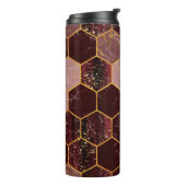 Marmorhexagon nahtlose Textur mit Gold Thermosbecher (Nach links gedreht)
