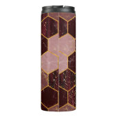 Marmorhexagon nahtlose Textur mit Gold Thermosbecher (Rückseite)