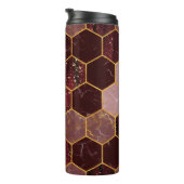 Marmorhexagon nahtlose Textur mit Gold Thermosbecher (Nach rechts gedreht)