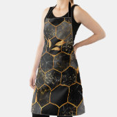 Marmorhexagon nahtlose Textur mit goldenen Blätter Schürze (InSitu)