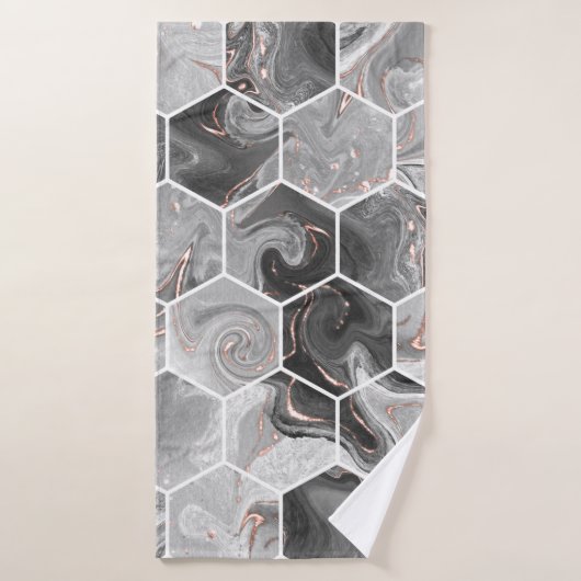 Marmorhexagon nahtlose Textur mit Goldmuster Badehandtuch (Badehandtuch)