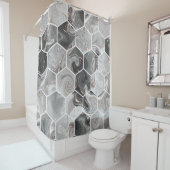 Marmorhexagon nahtlose Textur mit Goldmuster Duschvorhang (Beispiel)