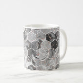 Marmorhexagon nahtlose Textur mit Goldmuster Kaffeetasse (VorderseiteRechts)
