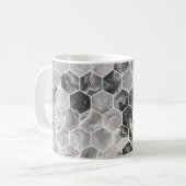 Marmorhexagon nahtlose Textur mit Goldmuster Kaffeetasse (Vorderseite Links)