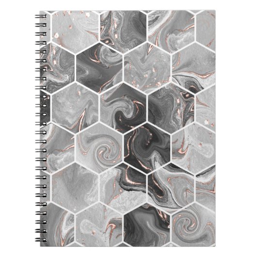 Marmorhexagon nahtlose Textur mit Goldmuster Notizblock (Vorderseite)
