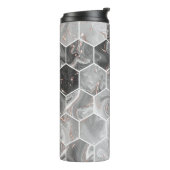 Marmorhexagon nahtlose Textur mit Goldmuster Thermosbecher (Nach links gedreht)
