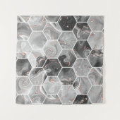 Marmorhexagon nahtlose Textur mit Goldmuster Wandteppich (Vorderseite (Horizontal))