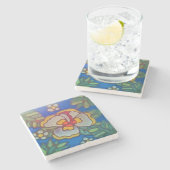 MarmorHibiskus fliesen-Untersetzer-Catalina Hawaii Steinuntersetzer (Seitenansicht)