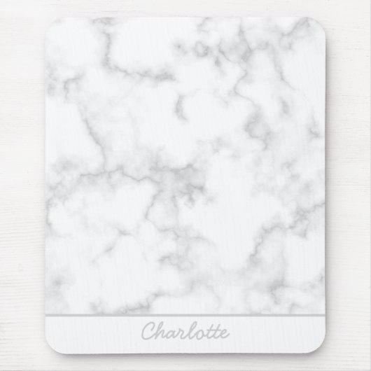 Marmorhintergrund grau auf weißem personalisiertem mousepad (Vorne)