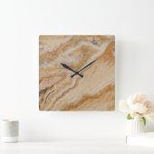 Marmorhintergrund Stone Template Tan Natural Quadratische Wanduhr (Zuhause)