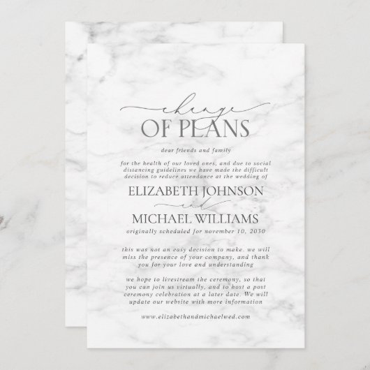 Marmorhochzeit Datum der Zurückstellung Save the D Save The Date (Vorne/Hinten)